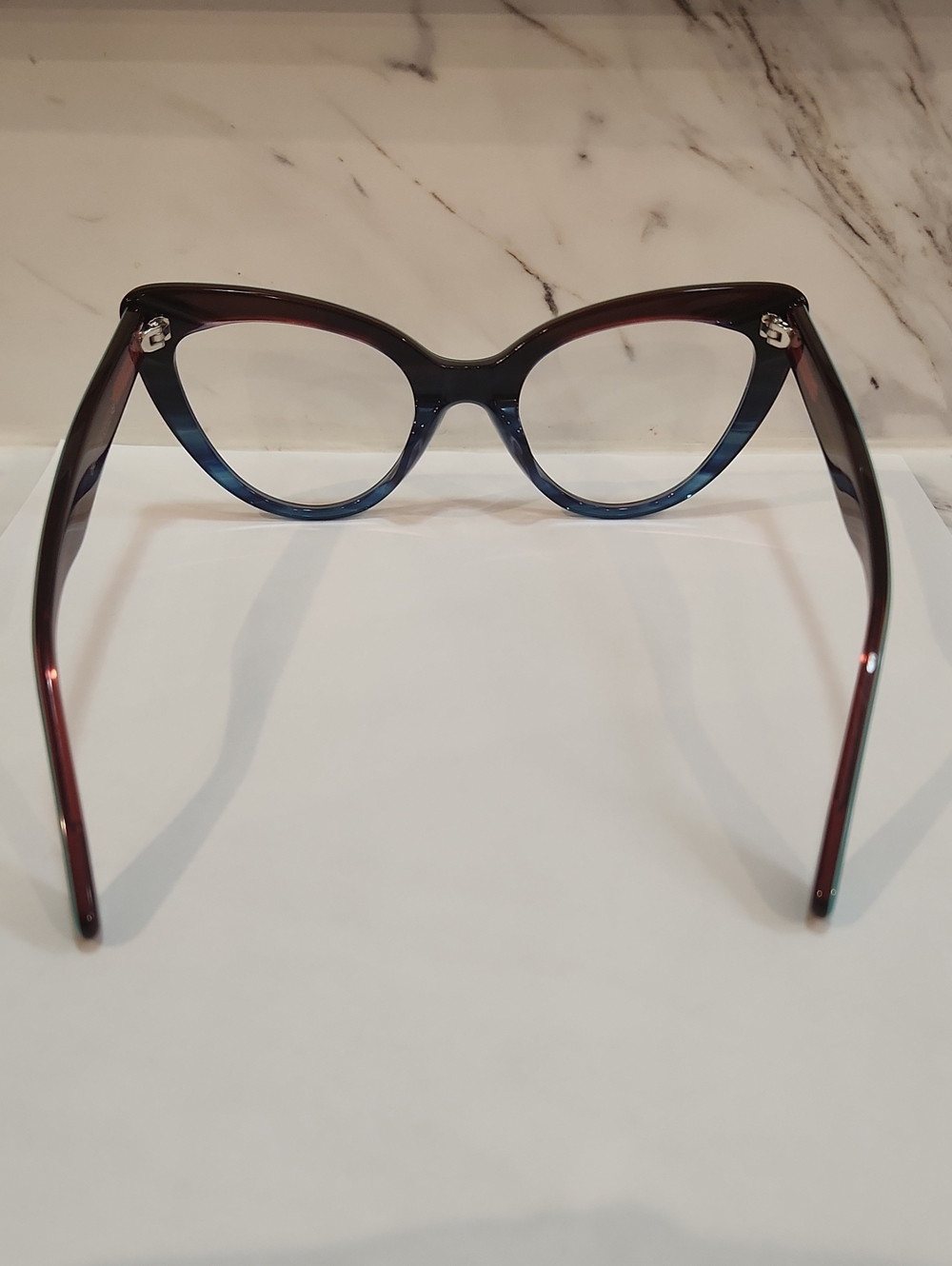 Pinup Rockabilly Teal & Brown Cateye Non-Perscription Blue Light Glasses - Picture 3 of 6